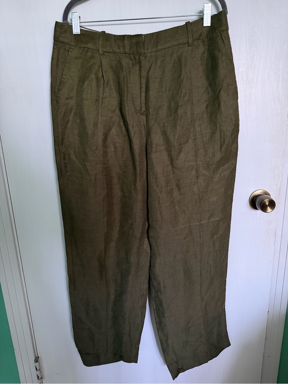 J. Crew Olive Linen-Blend Chinos